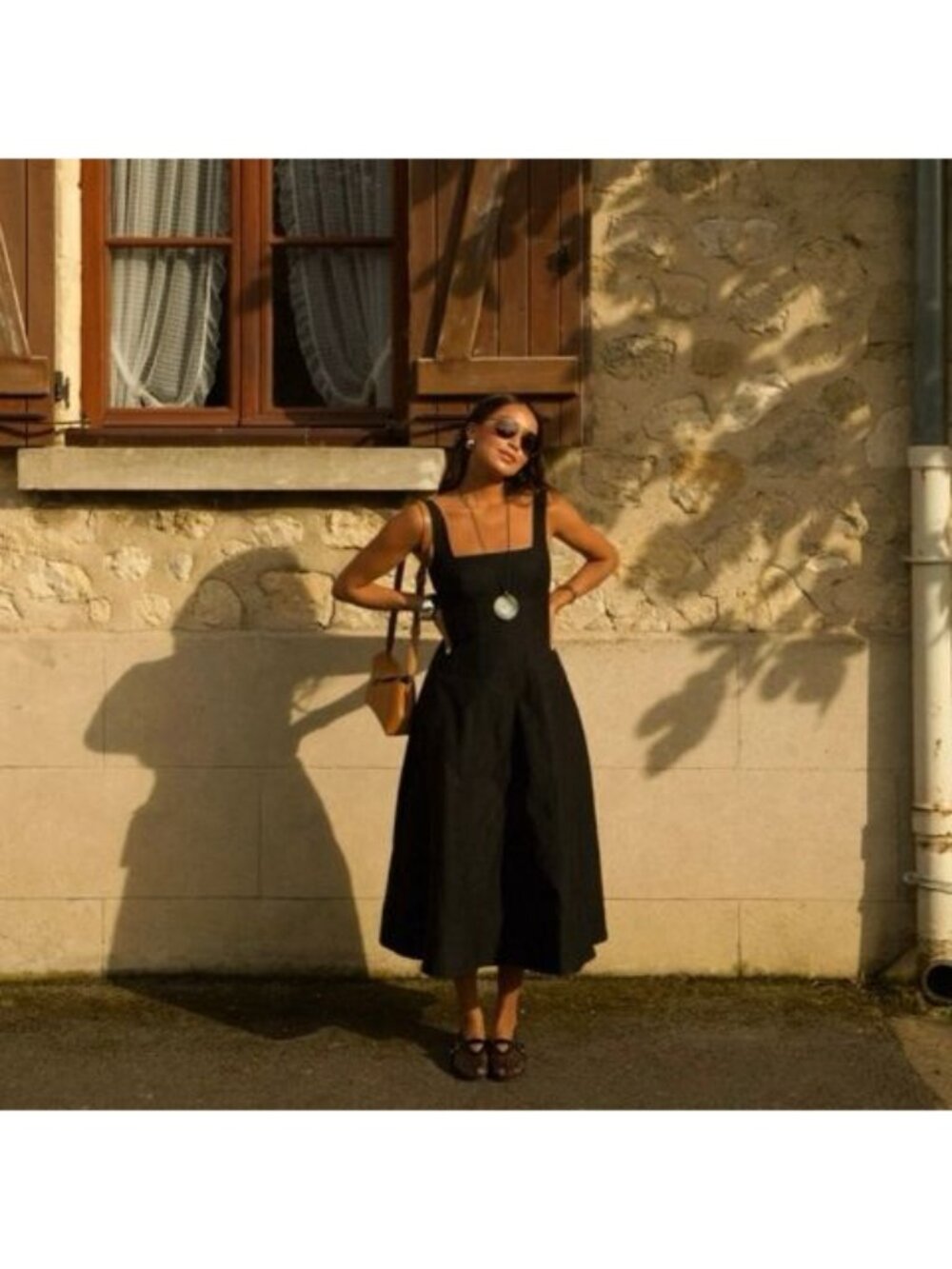 NWT Sincerely Jules Black Linen Blend Midi Dress Smocked Back Size Small